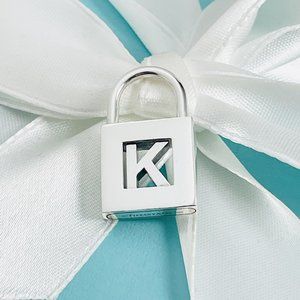 Tiffany & Co Letter K Alphabet Initial Padlock Charm Pendant in Sterling Silver
